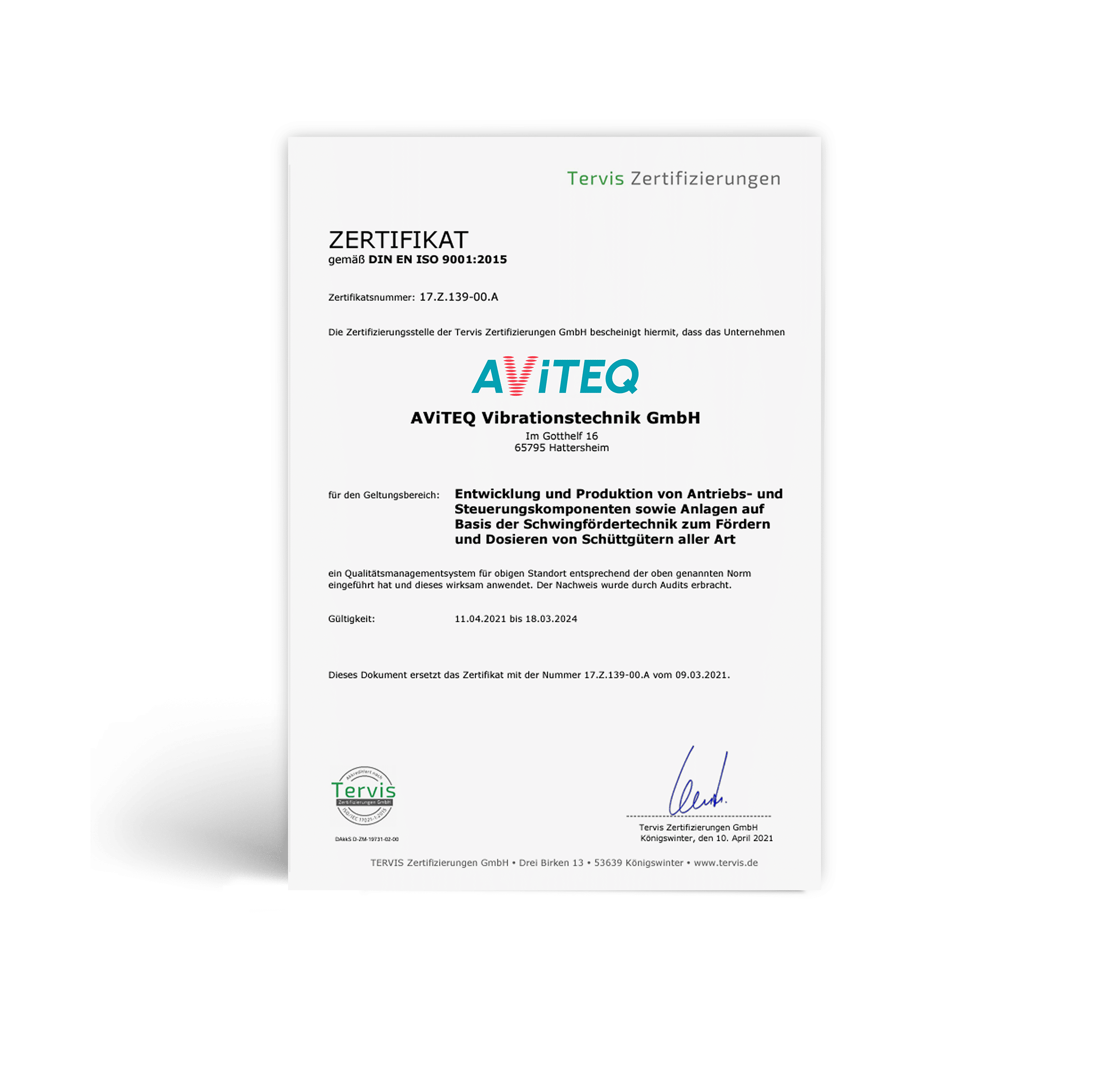 Mockup Zertifikat AViTEQ